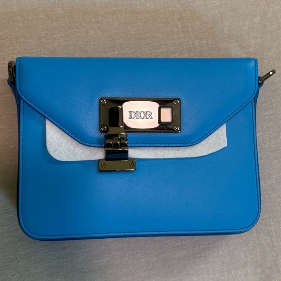 Dior Other - Dior Blue Leather Lock Crossbody Bag